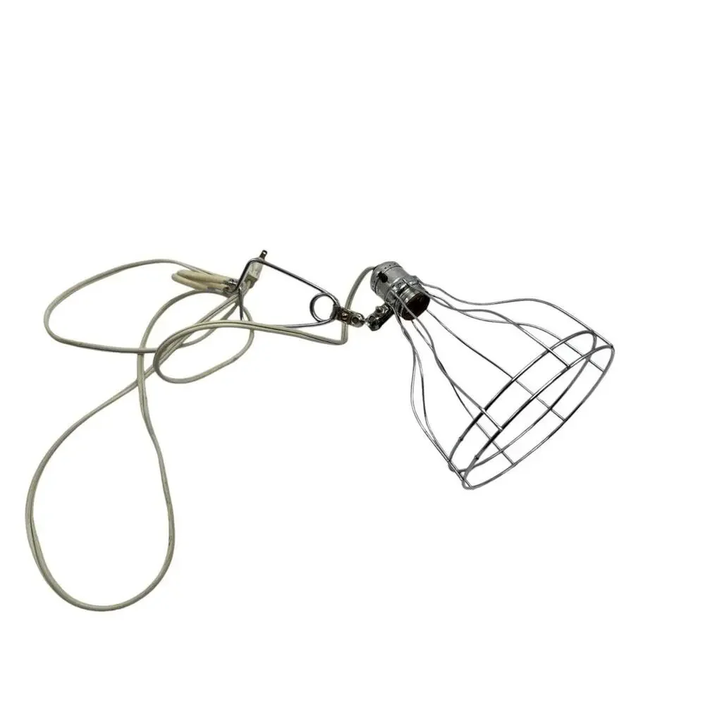 Vintage Industrial Cage Light With Clip & Bulb